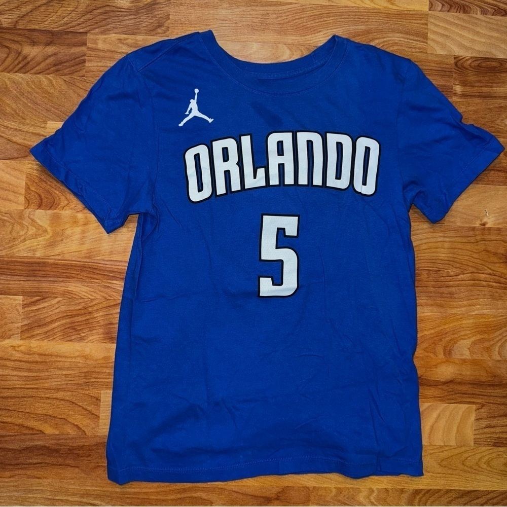 Nike Air Jordan Tee Paolo Banchero Orlando Magic #5 Blue T Shirt Kids Size Small